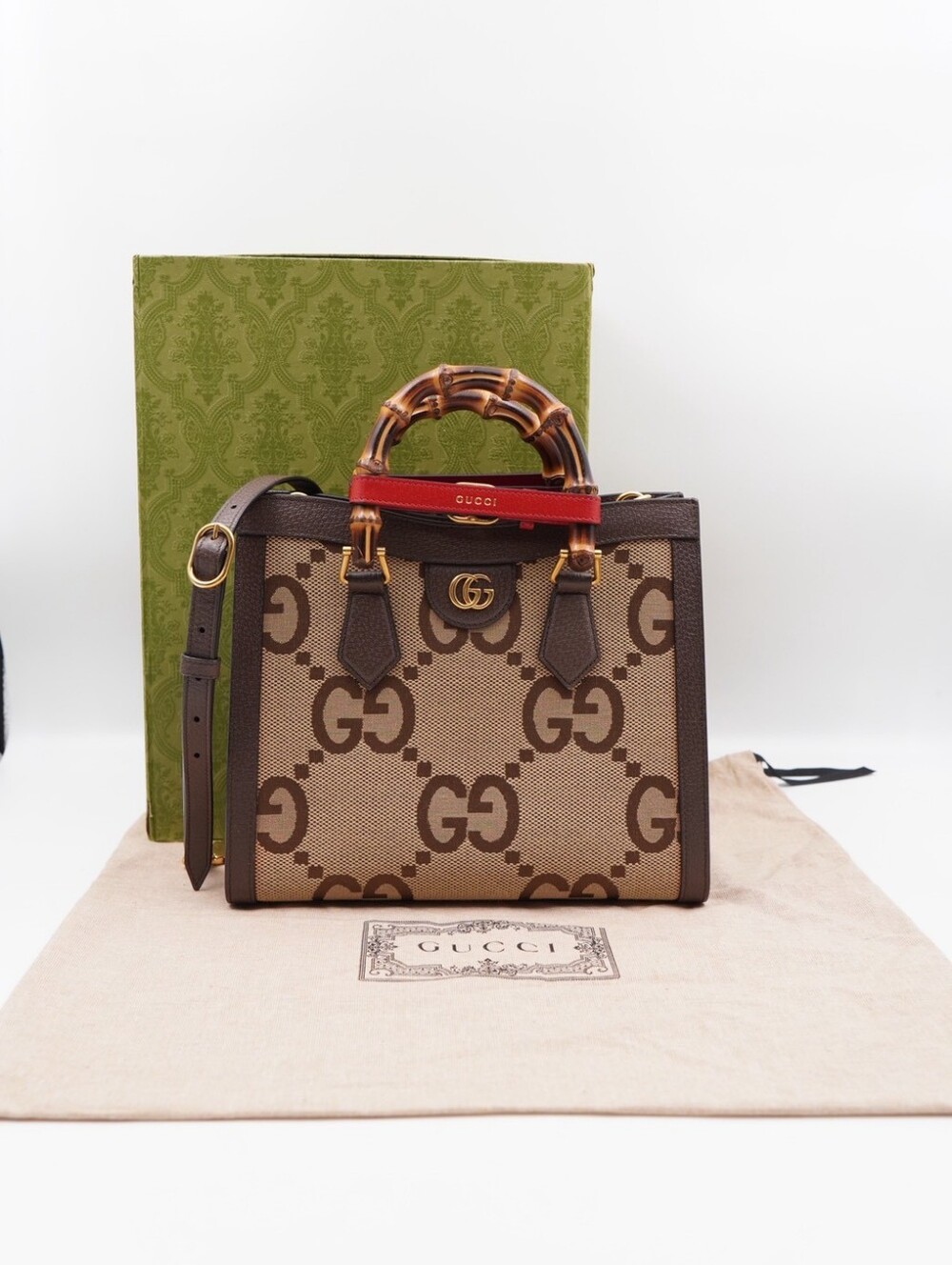 CK05 💕 Gucci Monogram Jumbo GG Calfskin Small Diana Tote and Crossbody